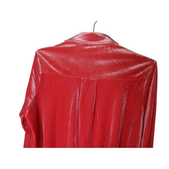 New Easel Los Angeles Coral Velvet Button Down Shirt M Oversized Long Sleeve - Picture 14 of 15